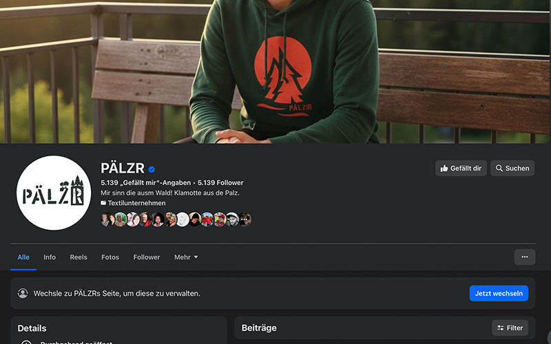 PÄLZR Social-Media-Kanal als Arbeitsbeispiel