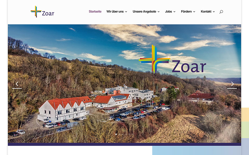 Website des Evangelischen Diakoniewerks Zoar